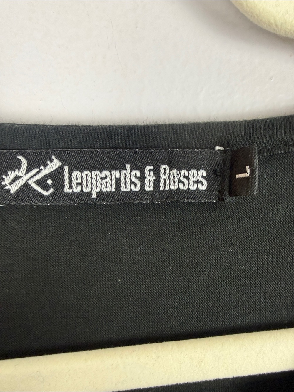 Leopards & Roses Cotton Embroidered Colorblock Asymmetric Long Sleeve Top L - Picture 3 of 15